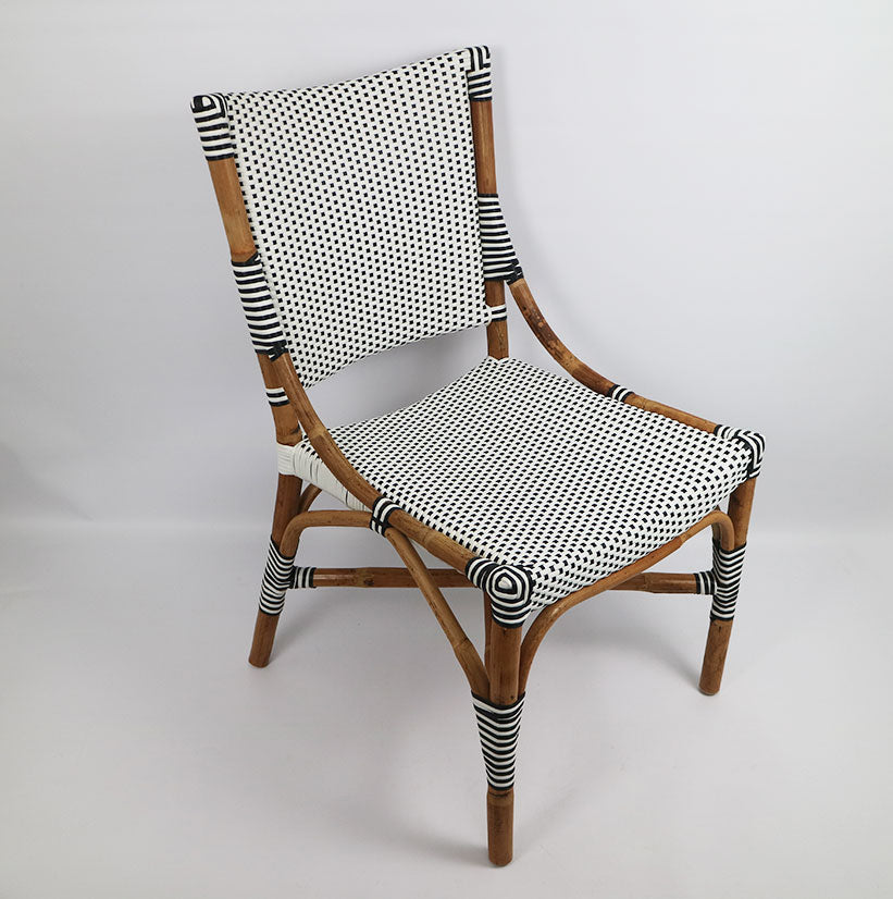 Rattan Thick & Synthetic Dining Chair Black & White