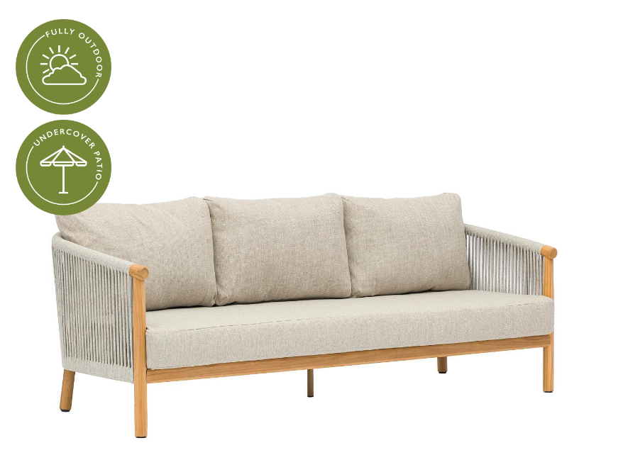 Rebecca Teak Sofa Set in Stone