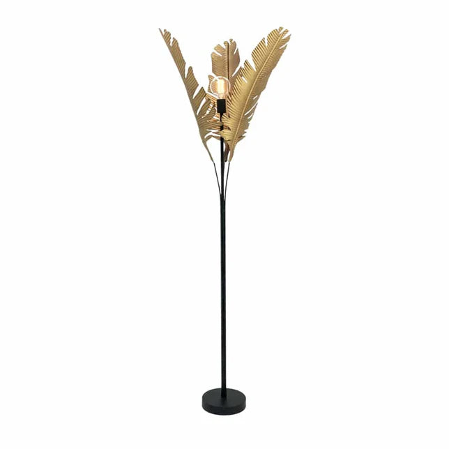 Banana Palm Floor Lamp in Black and Gold