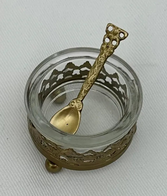 Antique Brass Queens Salt Pot