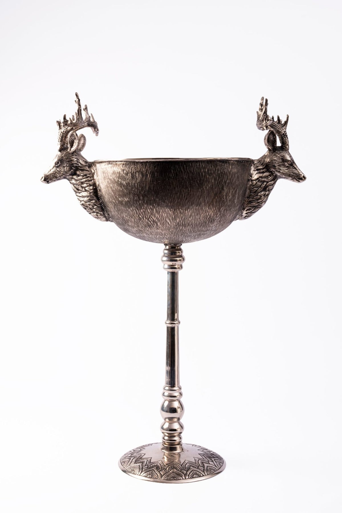 WINE COOLER ON STAND STAGS ANTIQUE SILVER