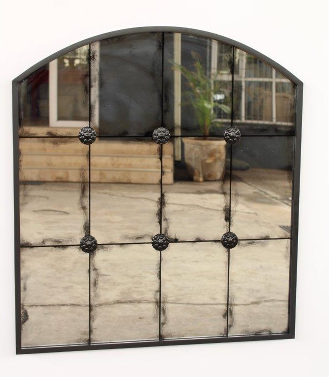 Black Metal Arch Top Glass Mirror