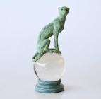 GREEN LEOPARD ON CRYSTAL BALL - NetDécor 