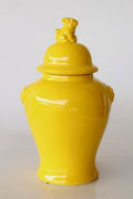LARGE YELLOW GINGER JAR LION LID - NetDécor 