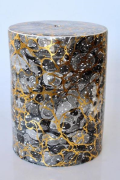 BLACK GREY AND GOLD GARDEN STOOL 43X33CM - NetDécor 