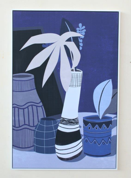 BLUE, BLACK & WHITE STILL LIFE FRAMED PICTURE - NetDécor 