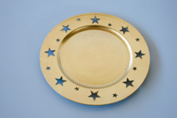 GOLD METALIC STAR PLATE - NetDécor 