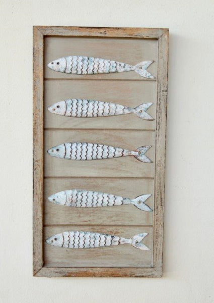 METAL & WOOD FISH PLAQUE - NetDécor 