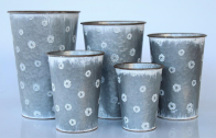 SET OF 5  DAISY METAL FLOWER BINS - NetDécor 
