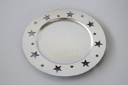 SILVER METALIC STAR PLATE - NetDécor 