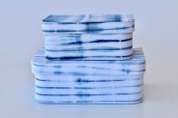SET OF 2 BLUE & WHITE TIE DYE BOXES WITH LIDS - NetDécor 