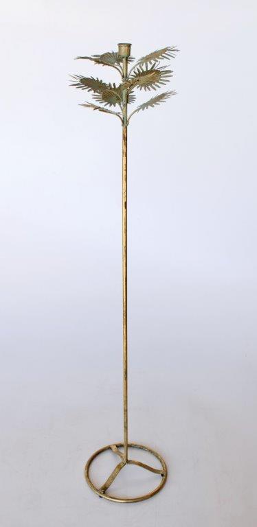 LARGE STANDING METAL GOLD LEAF CANDLE HOLDER - NetDécor 