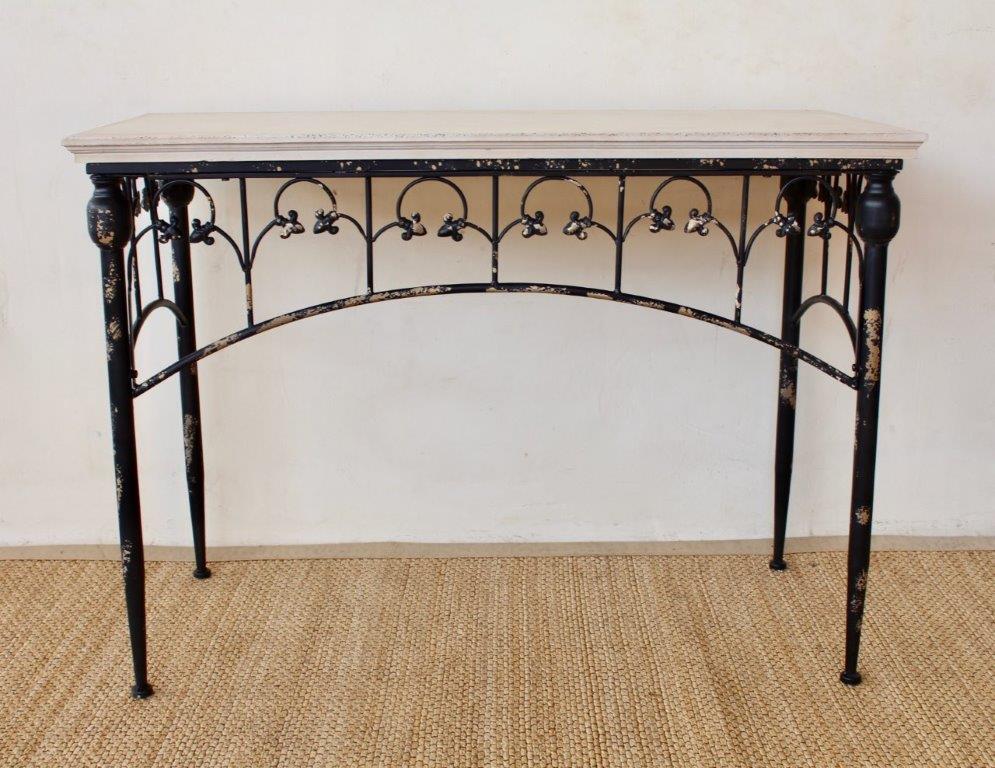 OBLONG BLACK METAL LEGS CREAM TOP TABLE - NetDécor 