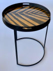 ROUND BLACK & GOLD LEAF SIDE TABLE TRAY - NetDécor 