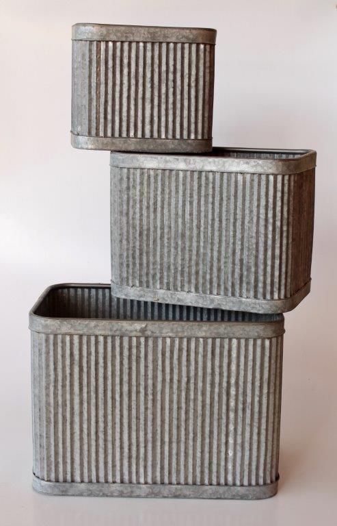 SET OF 3 RECTANGULAR METAL PLANTERS - NetDécor 