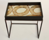 SMALL GOLD CIRCLE SIDE TABLE WITH TRA - NetDécor 