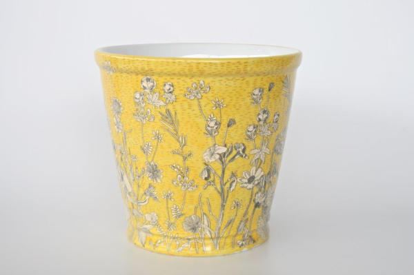 YELLOW DAISY ROUND PLANTER - NetDécor 
