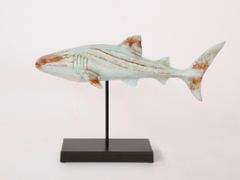Pale Blue Shark on Stand - NetDécor 