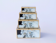 Set of 4 Black & Gold Boxes - NetDécor 