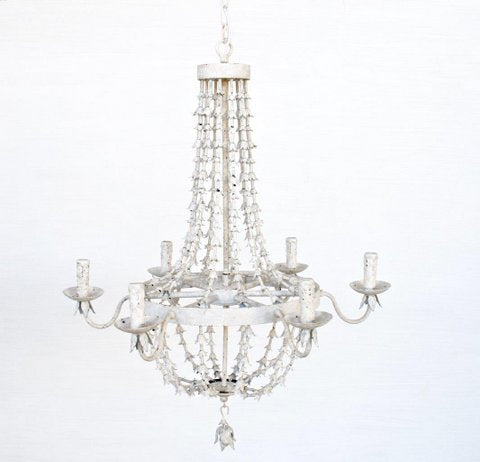 80cm Antique White Petal 6 Light Chandelier - NetDécor 