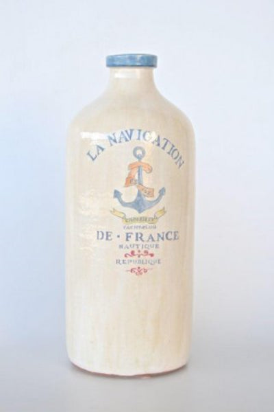44cm Tall Navigator Antique White Ceramic Bottle - NetDécor 