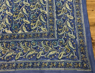 3.5m YELLOW & BLUE PAISLEY TABLE CLOTH - NetDécor 