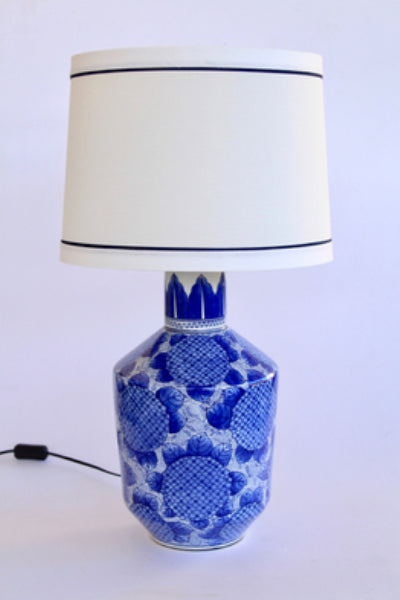 BLUE & WHITE HYDRANGEA LAMP CREAM SHADE - NetDécor 