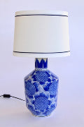 BLUE & WHITE HYDRANGEA LAMP CREAM SHADE - NetDécor 