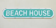 BEACH HOUSE TURQUOISE ENAMEL SIGN - NetDécor 