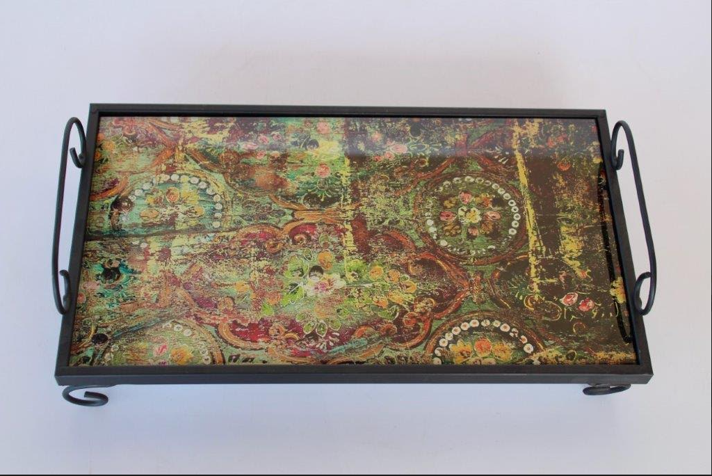 Metal Floral Tray On Feet - NetDécor 