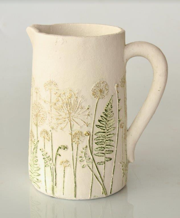 Extra Large White Patterned Jug With Handle - NetDécor 