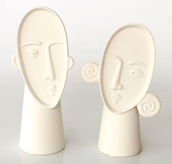 White Ceramic Face Vase - NetDécor 