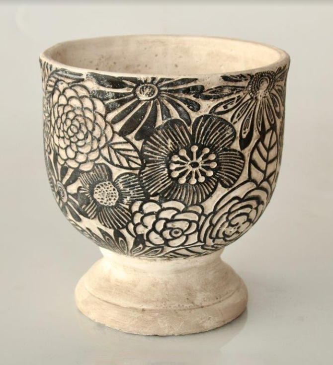 Large Black and White Patterned Planter - NetDécor 