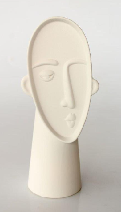 Tall White Ceramic Face Vase - NetDécor 
