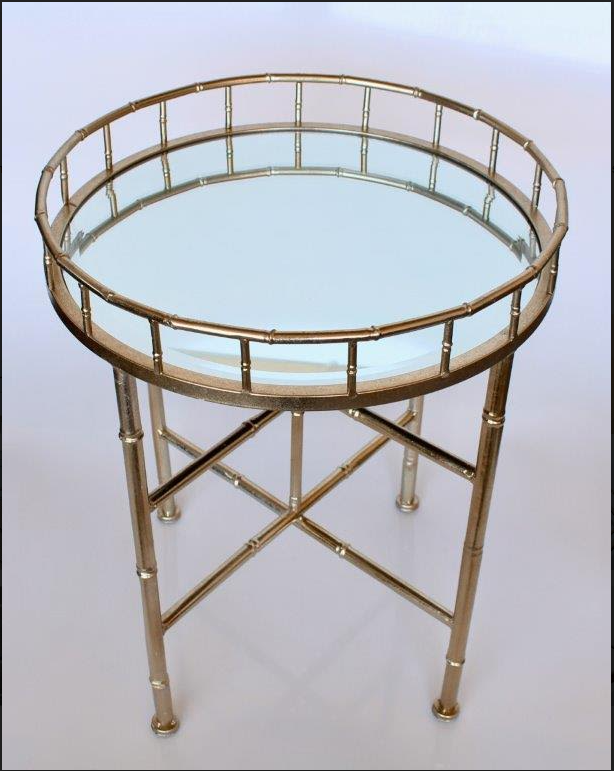 Round Pale Gold Mirrored Table Gallery Edge - NetDécor 