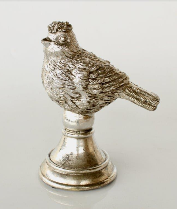 Silver Bird On Stand - NetDécor 