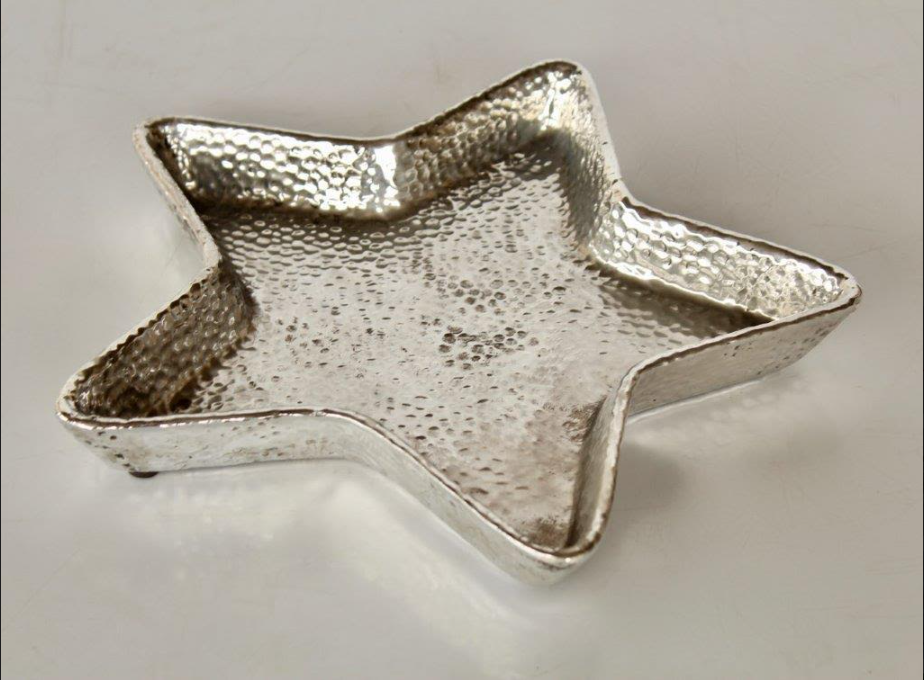Silver Ceramic Star Plate - NetDécor 