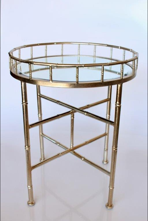 Round Pale Gold Mirrored Table Gallery Edge - NetDécor 