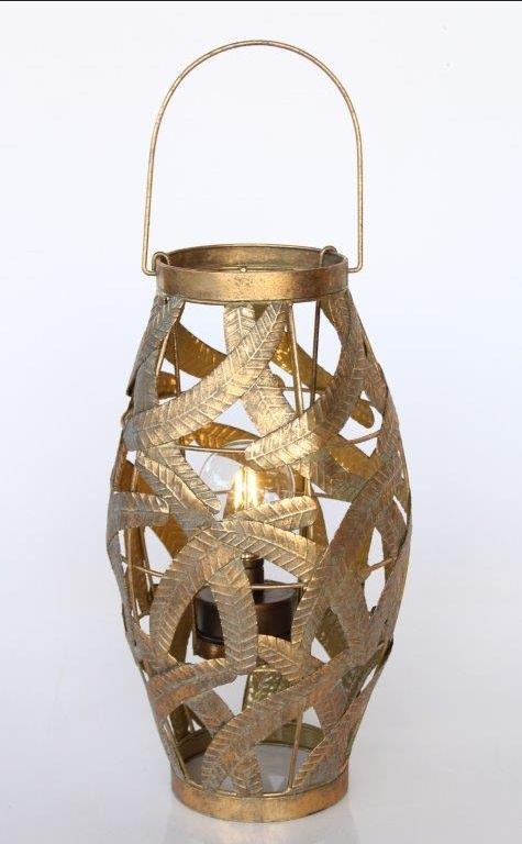 Large Gold Leaf Lantern - NetDécor 