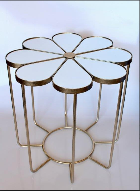 Round Petal Mirrored Table - NetDécor 
