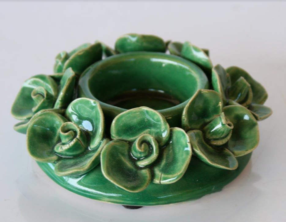 Green Rose Candle Holder - NetDécor 
