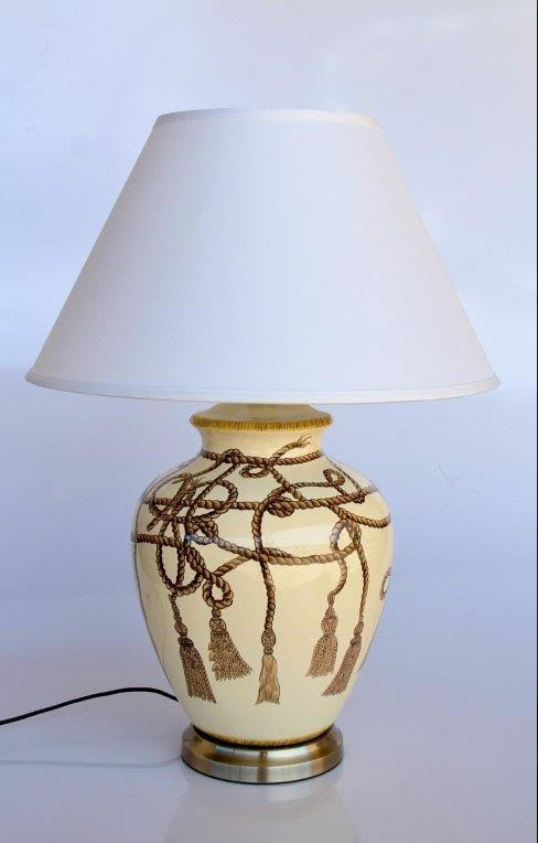 Rope & Tassel Lamp w/ Off White Shade - NetDécor 