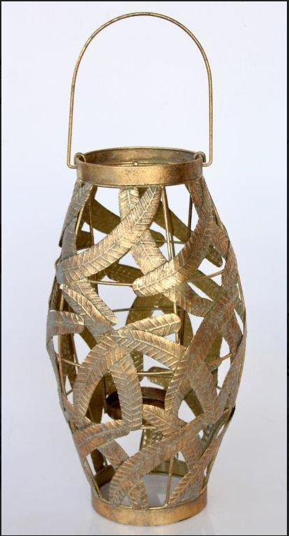 Large Gold Leaf Lantern - NetDécor 