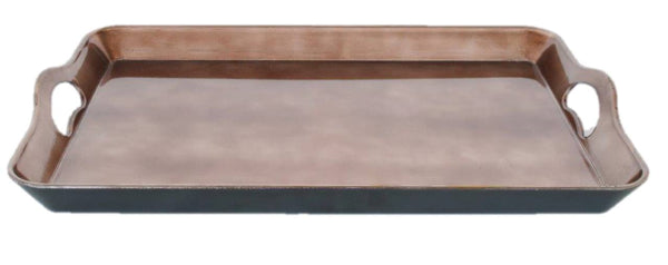 Copper leaf large rectangular tray with handles - NetDécor 