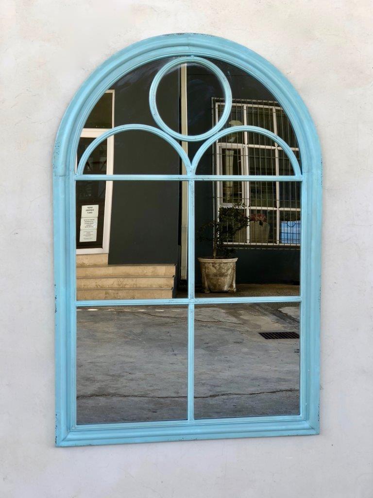 Distressed Blue Arch Mirror. - NetDécor 