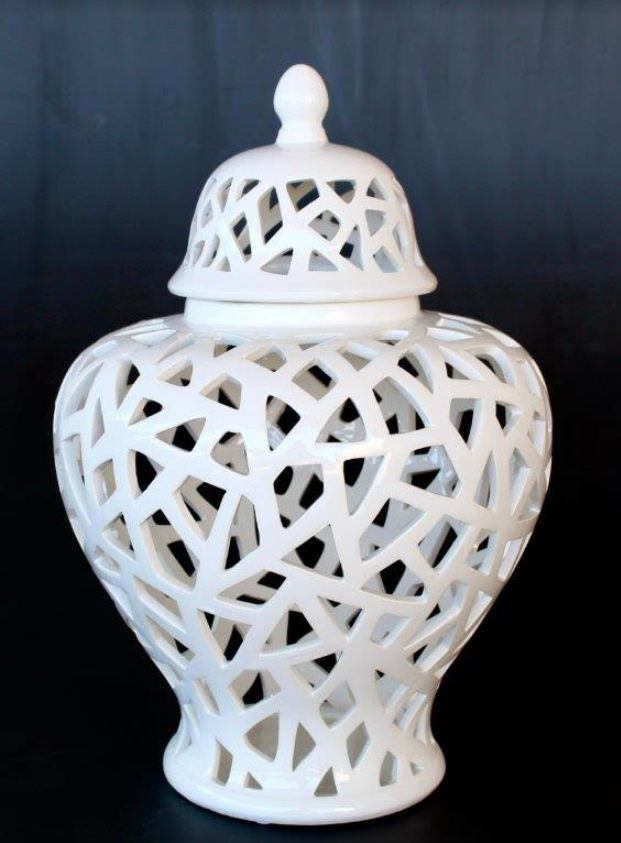 White Fat Cut-Out Shaped Ginger Jar - NetDécor 