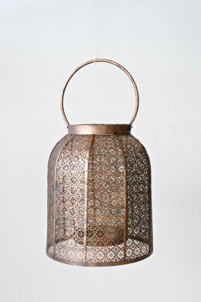 35x30cm Gold Metal Filigree Lantern - NetDécor 