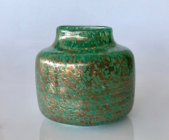GREEN & GOLD FLECKED GLASS VASE - NetDécor 