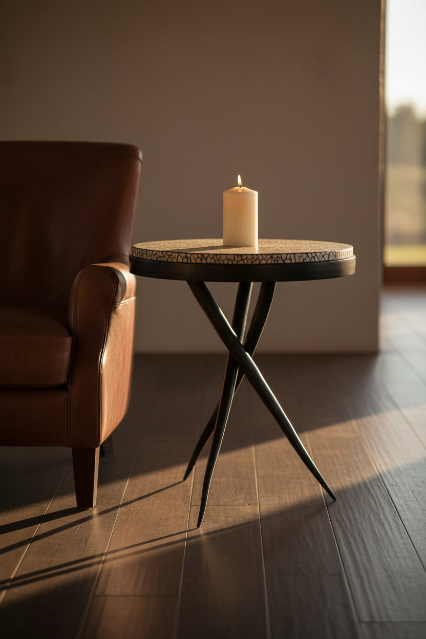 Ostrich Egg Top and Gemsbok Horn Table - NetDécor 