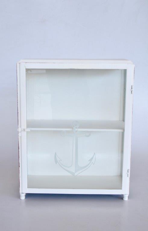 IRON GLASS CABINET WITH ANCHOR - NetDécor 